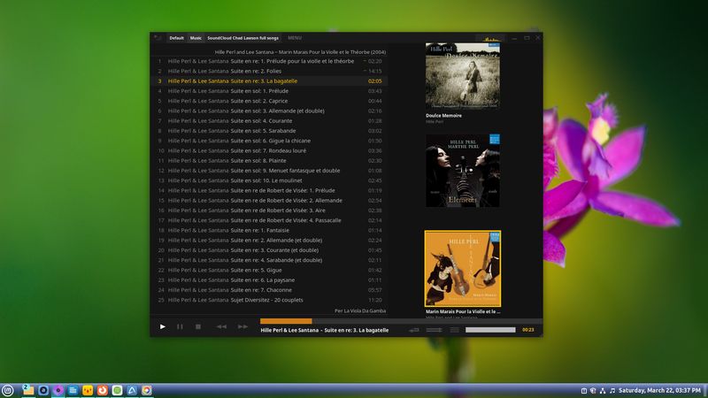 Hille Perl music being played on the Tauon music player